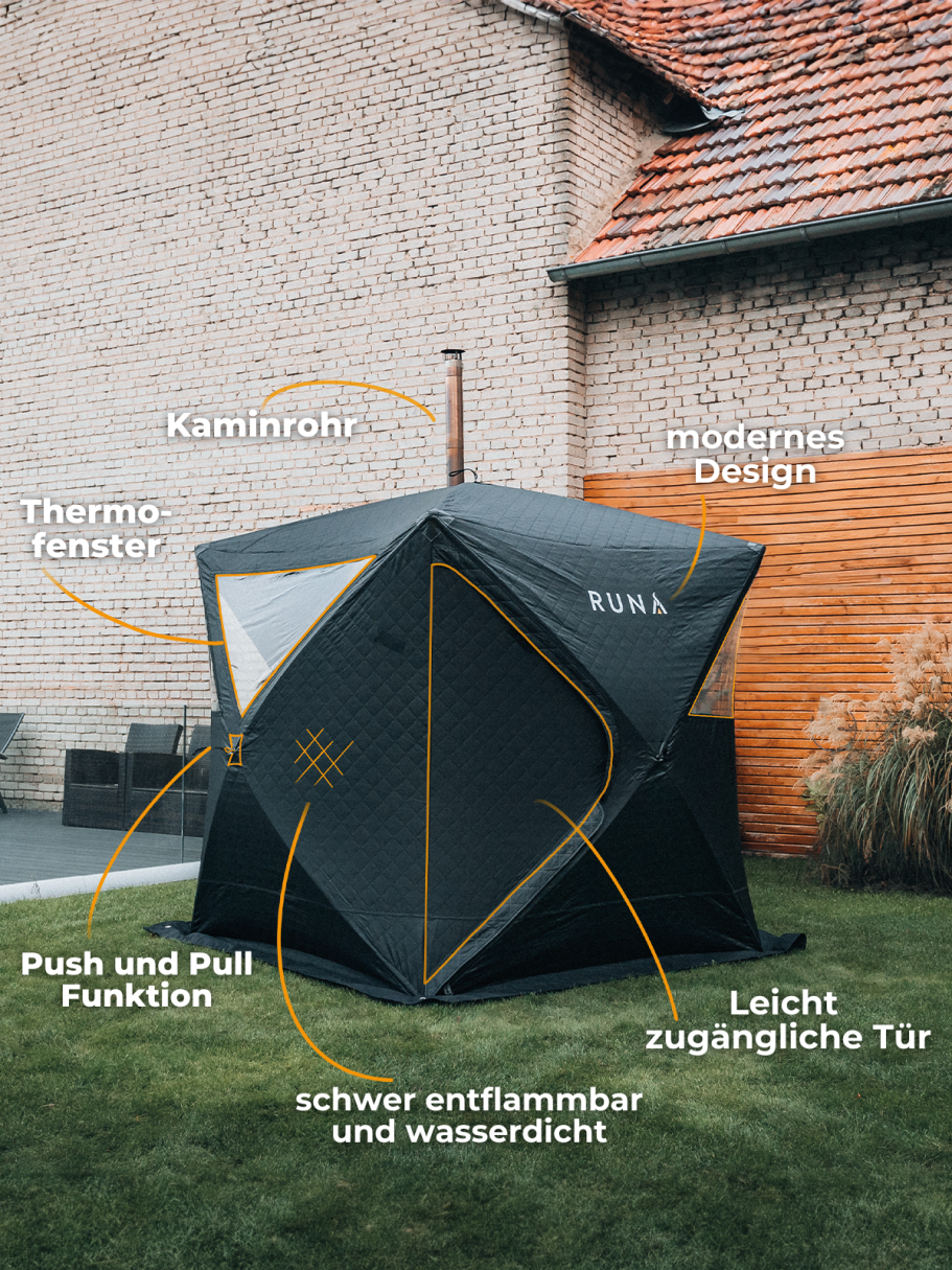 Modulares Zelt mit vielseitigen Funktionen, leicht und wetterbeständig.